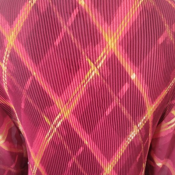 Catherines Womens Top 1X Tunic Bell Sleeve Red Pink Sheer Beaded GEO260E - Picture 8 of 11